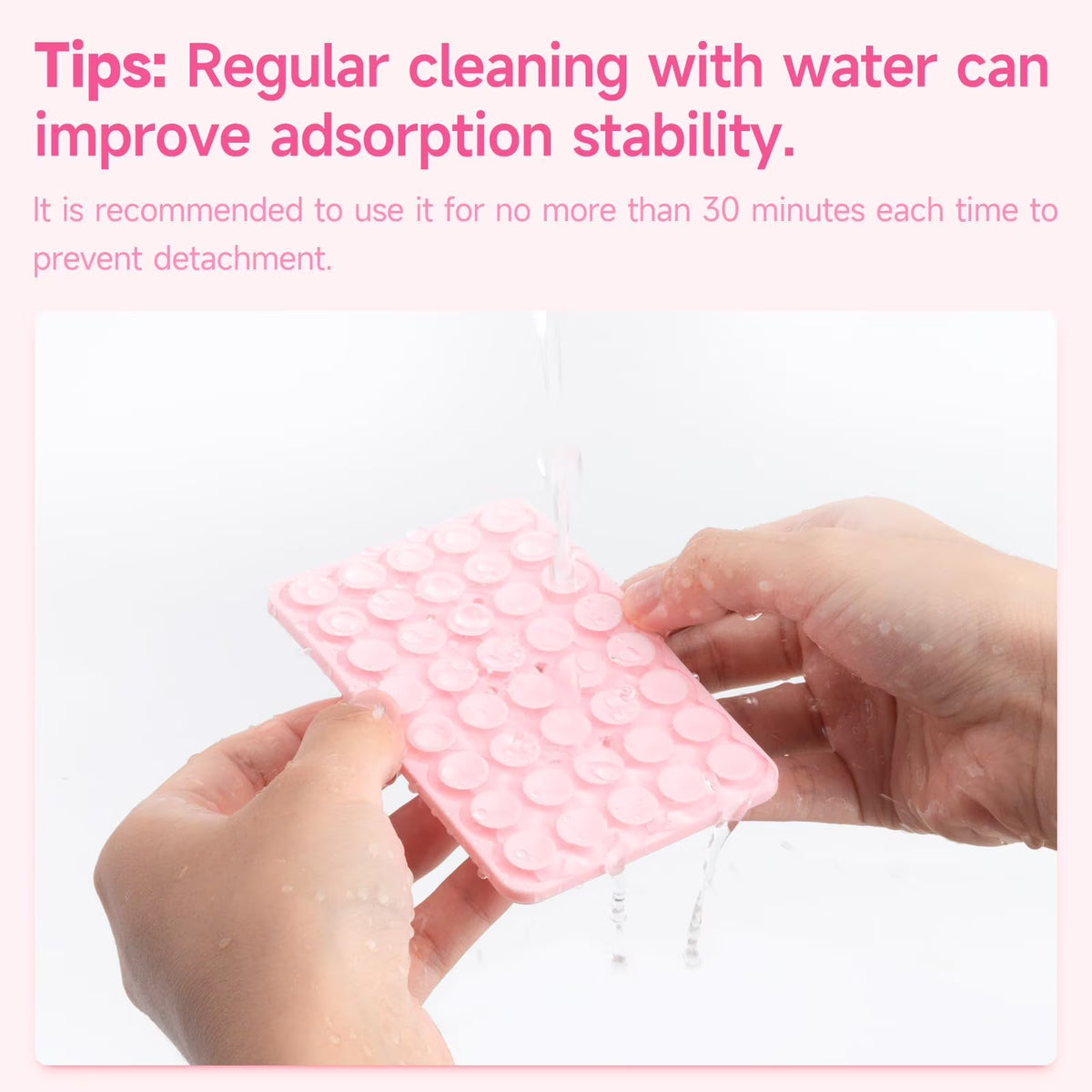 (2 Pack) Silicone Suction Cup Phone Case Mount Double Sided, Sticky Phone Grip with Higher Suction Power for Cell Phone, Hands-Free Phone Accessories for Selfies and Videos, Pink